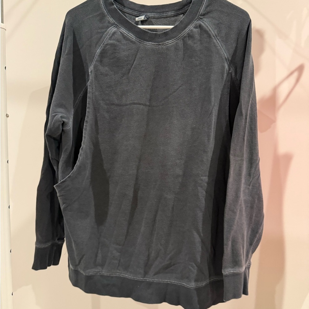 Washed Slate Crewneck Maternity Sweatshirt - Picture 2 of 4